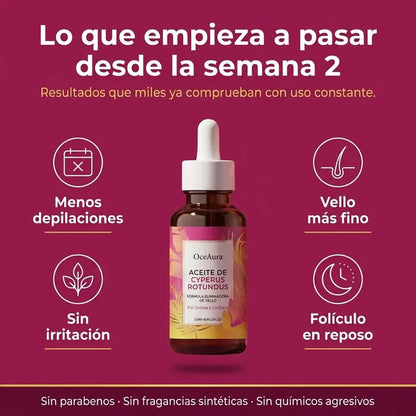 Aceite Caramela Beauty de Cyperus Rotundus para la reducción natural del vello